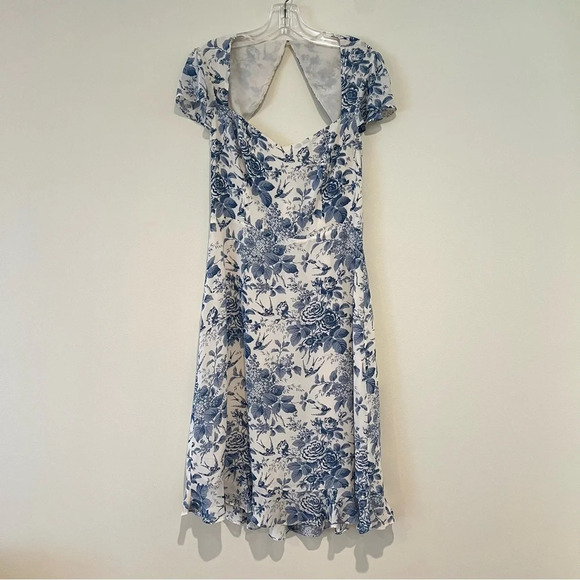 Reformation Rosi Sweetheart Cap Sleeve Formal Midi Dress Pompadour Blue 10 NWT - Picture 2 of 10